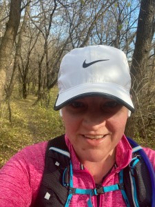 Selfie running in the woods